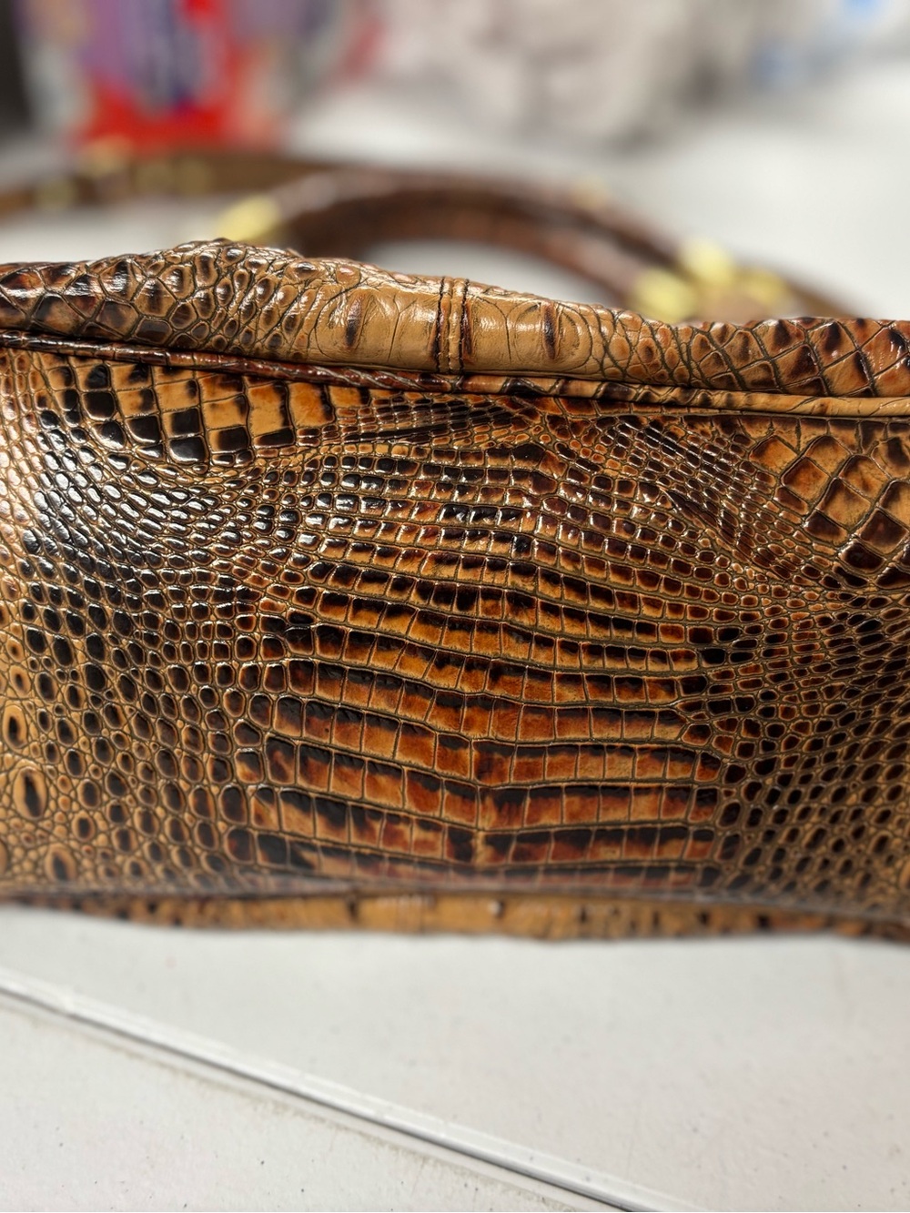 Brahmin Croc-Embossed Shoulder Bag in Cognac Multi-Tone - Picture 3 of 11